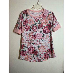 12PM by Mon Ami Floral Print Casual Top Women's Size Small Pink